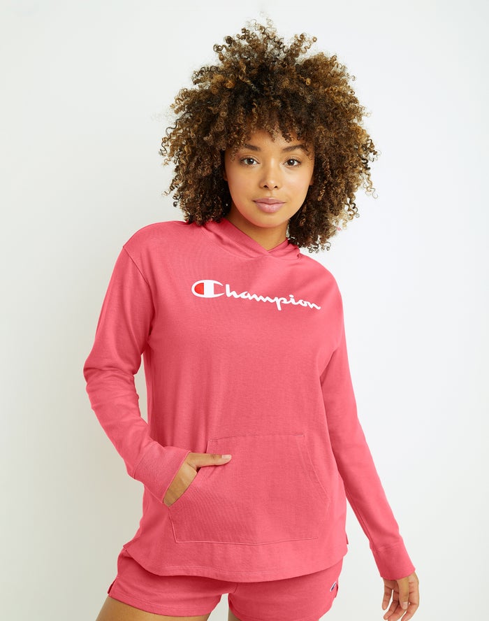 Champion Midweight Jersey Script Logo Hoodie Dames - Koraal - Belgie 8563OFCVP